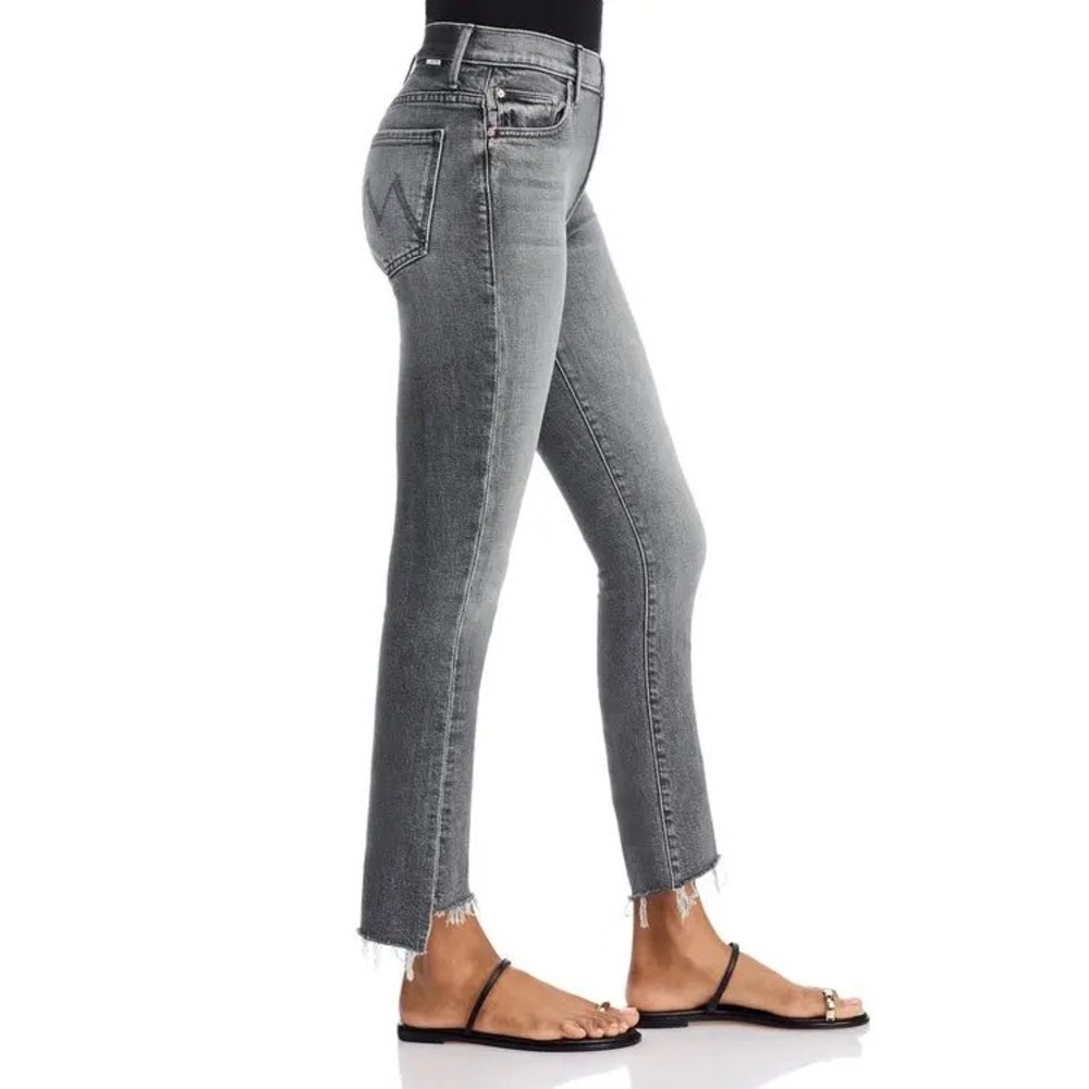 Mother Insider Crop Step Fray Jeans 29 Huntress Grey Frayed Edgy Grunge Denim
